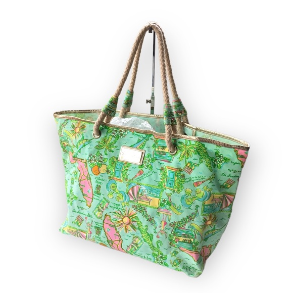 Lilly Pulitzer Handbags - Lilly Pulitzer Florida Print Tote Shoulder Bag